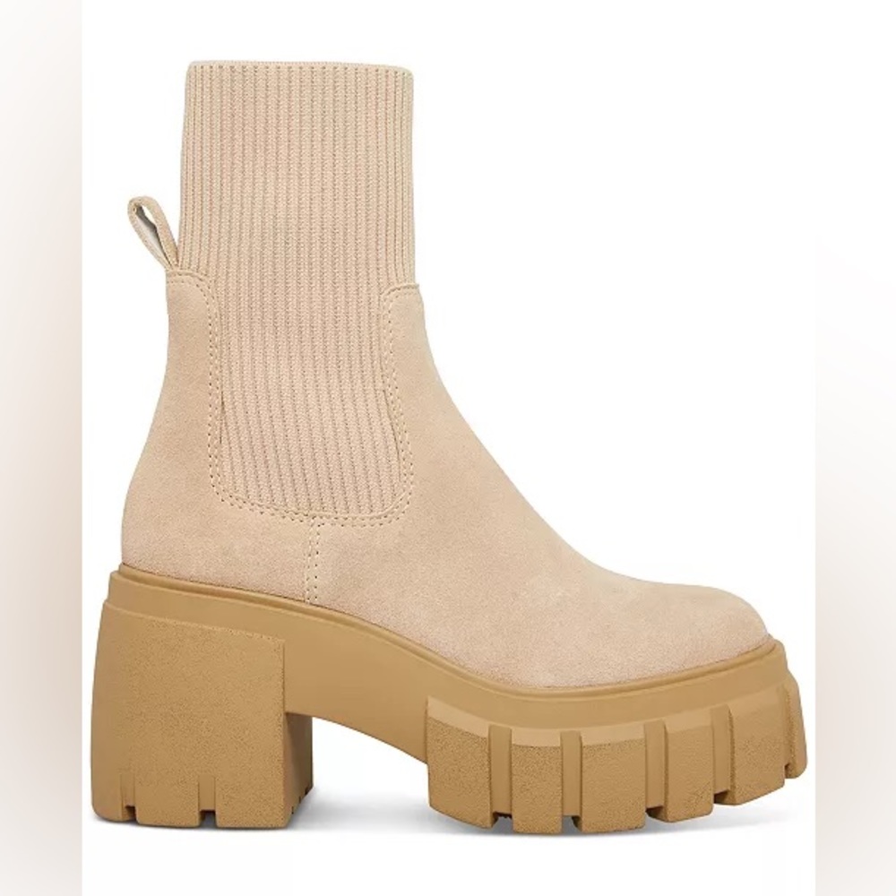 Steve Madden Liberti Lug Sole Boots Tan Suede Platform Chunky Boots
